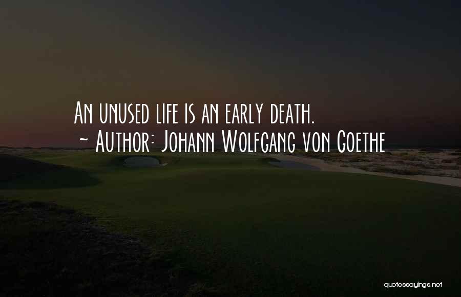 Johann Wolfgang Von Goethe Quotes: An Unused Life Is An Early Death.