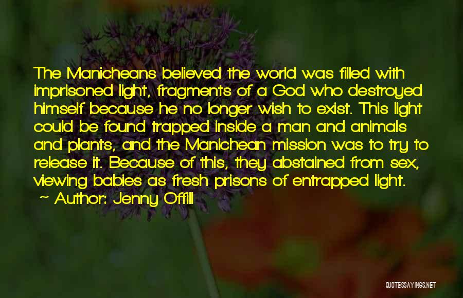 Jenny Offill Quotes: The Manicheans Believed The World Was Filled With Imprisoned Light, Fragments Of A God Who Destroyed Himself Because He No