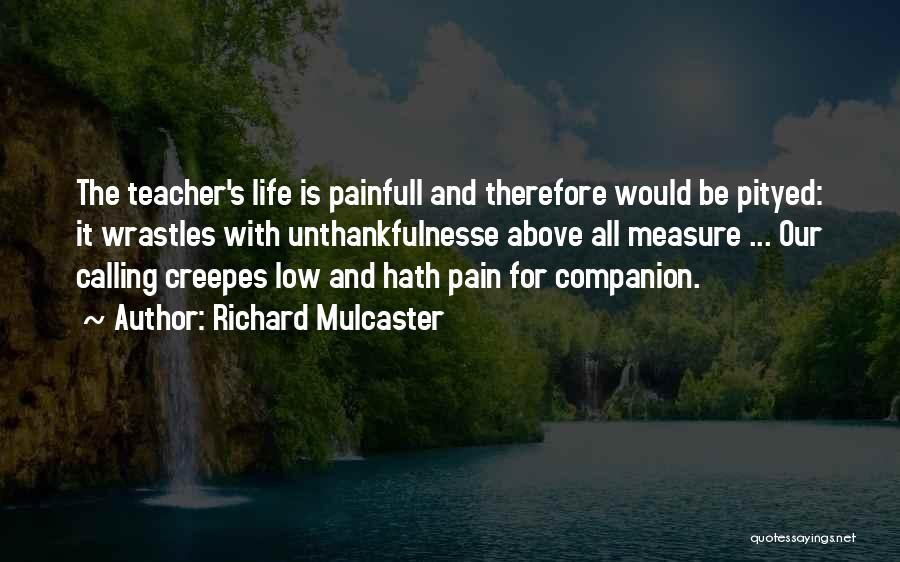 Richard Mulcaster Quotes: The Teacher's Life Is Painfull And Therefore Would Be Pityed: It Wrastles With Unthankfulnesse Above All Measure ... Our Calling