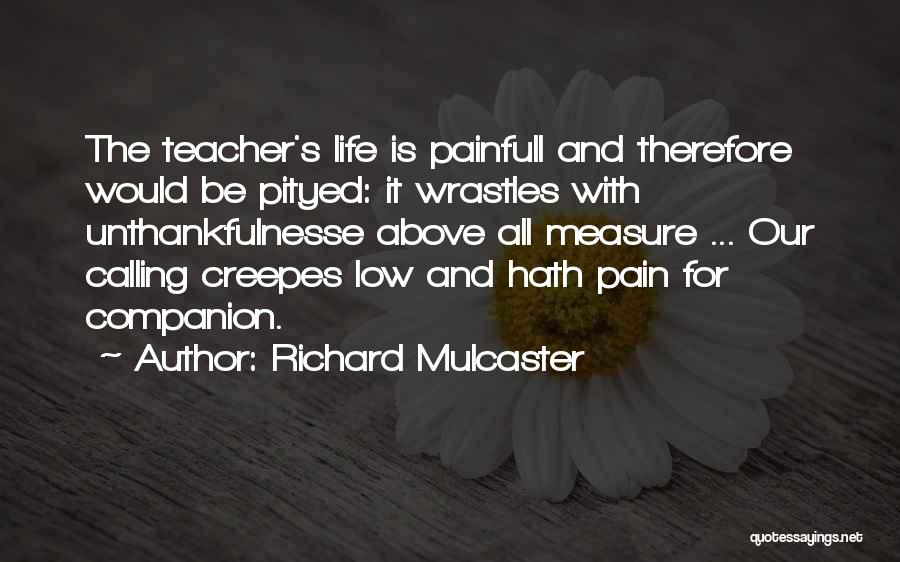 Richard Mulcaster Quotes: The Teacher's Life Is Painfull And Therefore Would Be Pityed: It Wrastles With Unthankfulnesse Above All Measure ... Our Calling