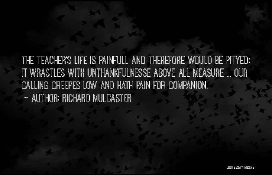 Richard Mulcaster Quotes: The Teacher's Life Is Painfull And Therefore Would Be Pityed: It Wrastles With Unthankfulnesse Above All Measure ... Our Calling