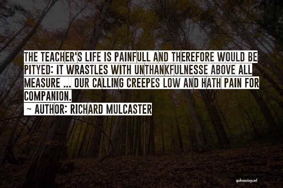 Richard Mulcaster Quotes: The Teacher's Life Is Painfull And Therefore Would Be Pityed: It Wrastles With Unthankfulnesse Above All Measure ... Our Calling