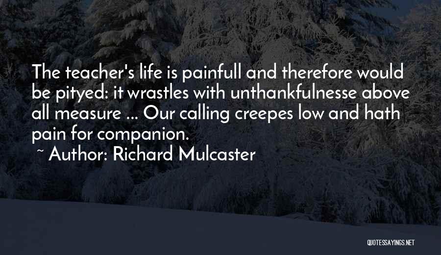 Richard Mulcaster Quotes: The Teacher's Life Is Painfull And Therefore Would Be Pityed: It Wrastles With Unthankfulnesse Above All Measure ... Our Calling