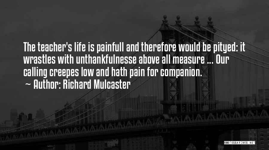 Richard Mulcaster Quotes: The Teacher's Life Is Painfull And Therefore Would Be Pityed: It Wrastles With Unthankfulnesse Above All Measure ... Our Calling