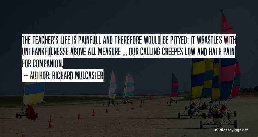 Richard Mulcaster Quotes: The Teacher's Life Is Painfull And Therefore Would Be Pityed: It Wrastles With Unthankfulnesse Above All Measure ... Our Calling