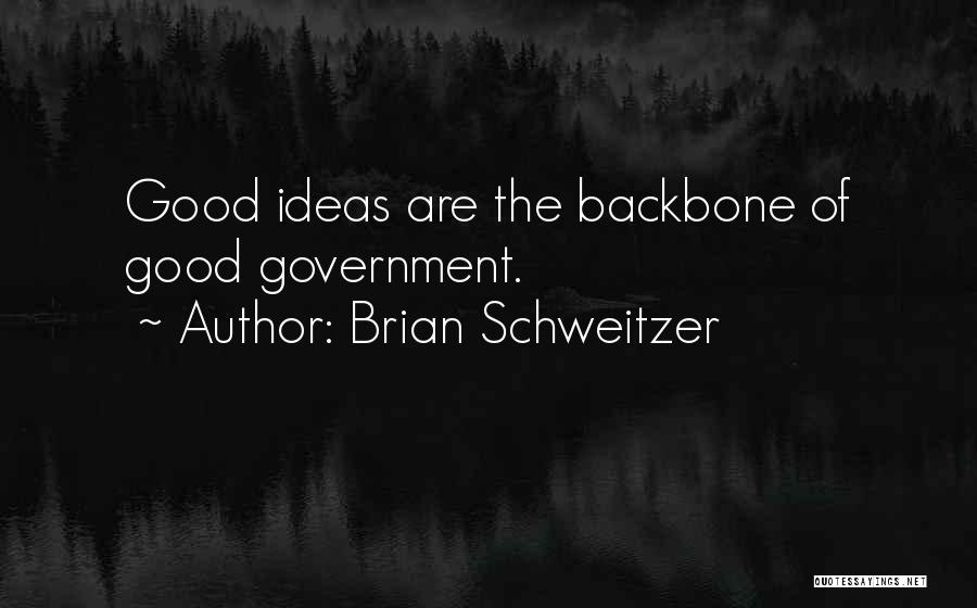 Brian Schweitzer Quotes: Good Ideas Are The Backbone Of Good Government.