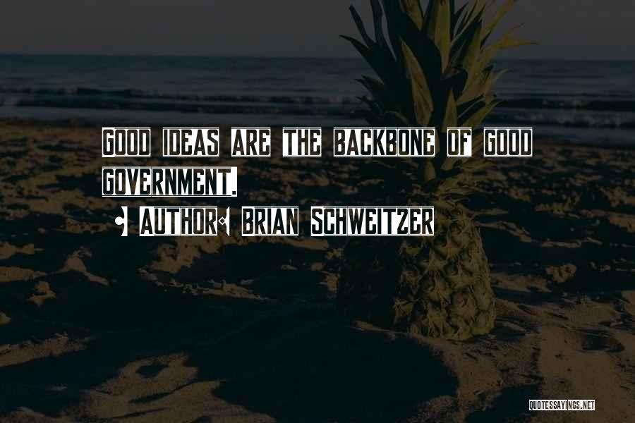 Brian Schweitzer Quotes: Good Ideas Are The Backbone Of Good Government.