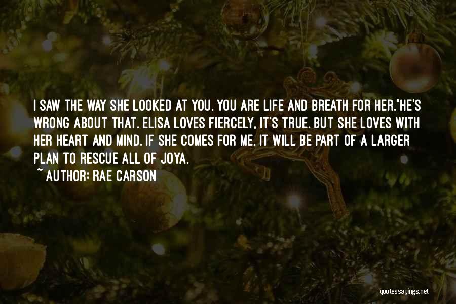 Rae Carson Quotes: I Saw The Way She Looked At You. You Are Life And Breath For Her.he's Wrong About That. Elisa Loves