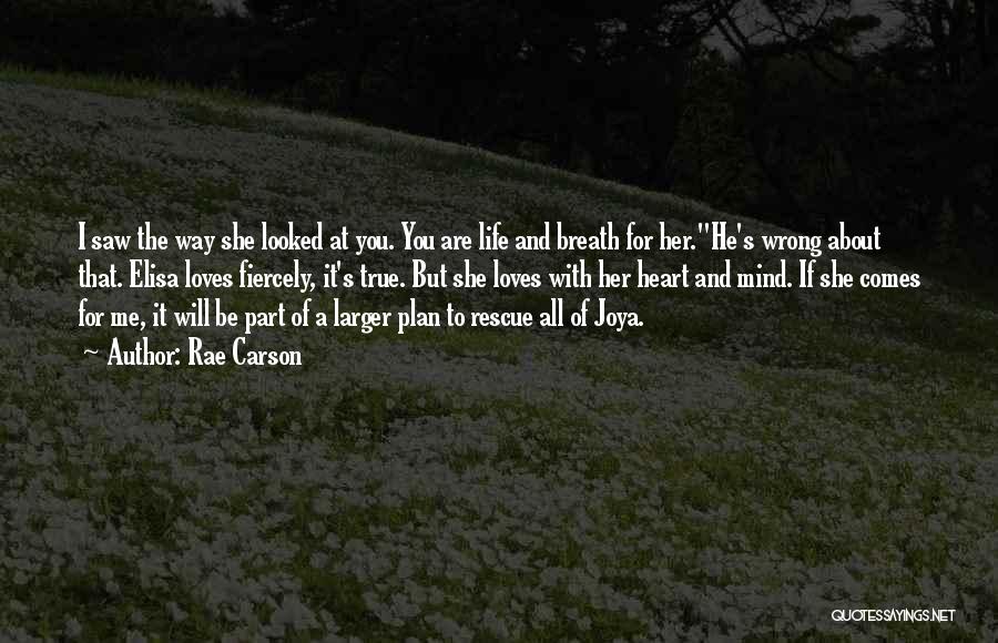 Rae Carson Quotes: I Saw The Way She Looked At You. You Are Life And Breath For Her.he's Wrong About That. Elisa Loves