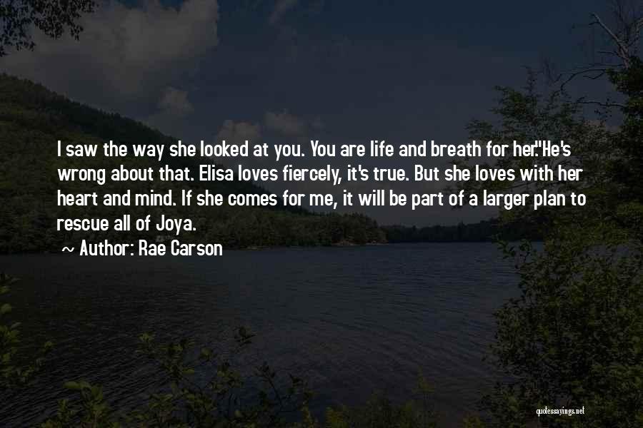 Rae Carson Quotes: I Saw The Way She Looked At You. You Are Life And Breath For Her.he's Wrong About That. Elisa Loves