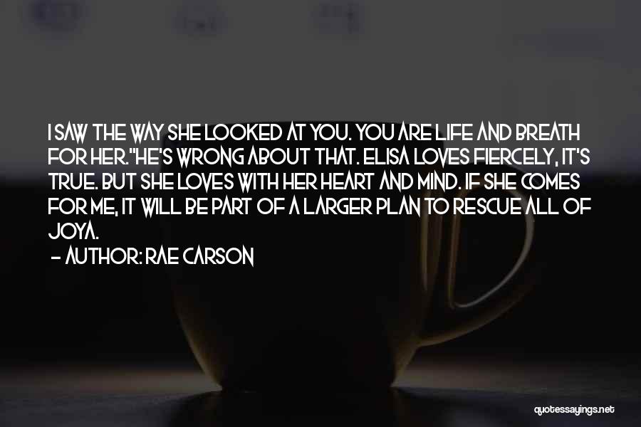 Rae Carson Quotes: I Saw The Way She Looked At You. You Are Life And Breath For Her.he's Wrong About That. Elisa Loves