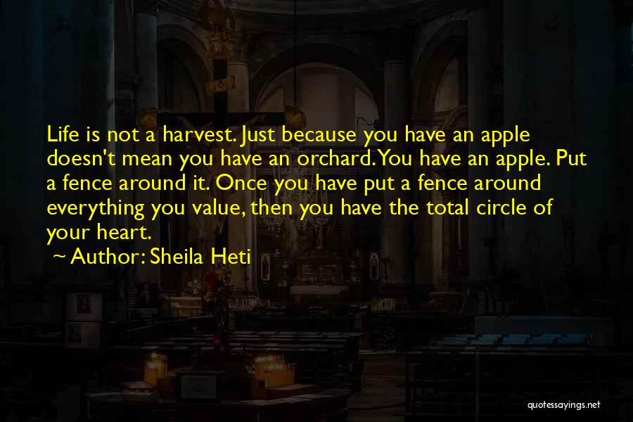 Sheila Heti Quotes: Life Is Not A Harvest. Just Because You Have An Apple Doesn't Mean You Have An Orchard. You Have An