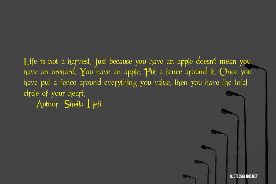 Sheila Heti Quotes: Life Is Not A Harvest. Just Because You Have An Apple Doesn't Mean You Have An Orchard. You Have An