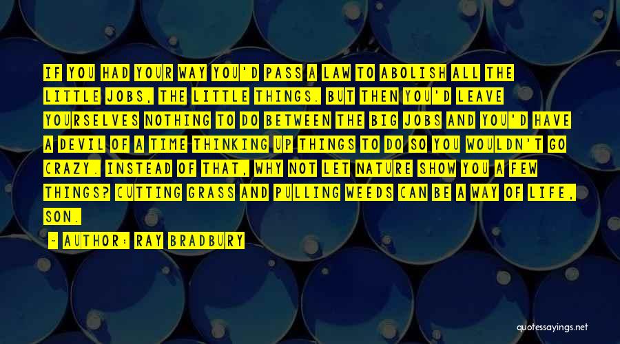 Ray Bradbury Quotes: If You Had Your Way You'd Pass A Law To Abolish All The Little Jobs, The Little Things. But Then