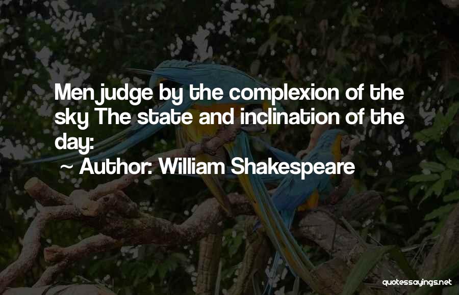 William Shakespeare Quotes: Men Judge By The Complexion Of The Sky The State And Inclination Of The Day: