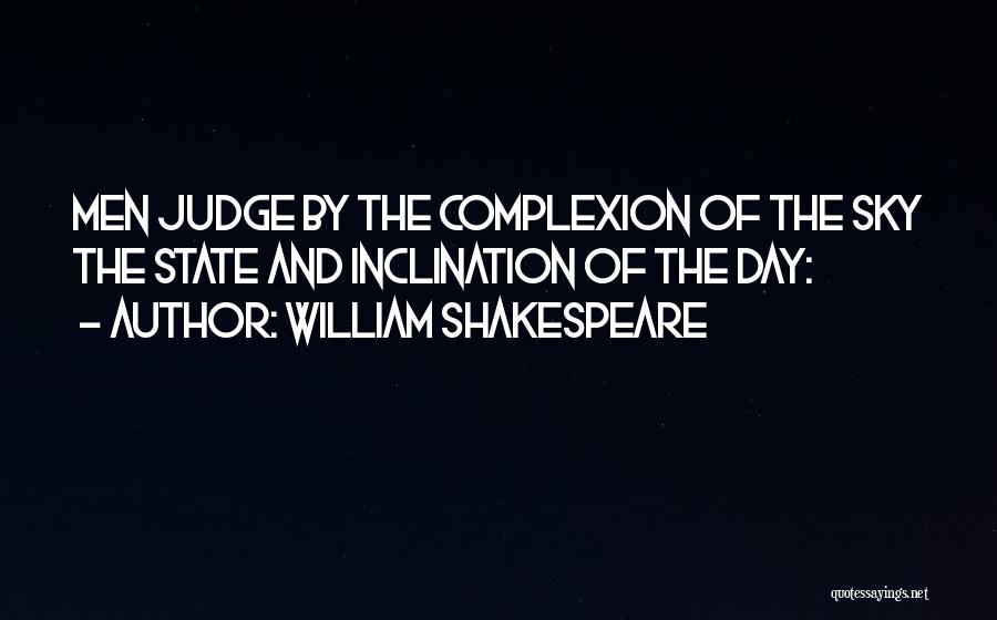 William Shakespeare Quotes: Men Judge By The Complexion Of The Sky The State And Inclination Of The Day: