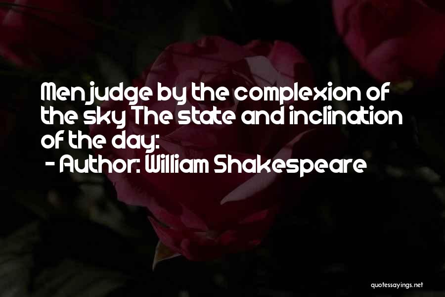 William Shakespeare Quotes: Men Judge By The Complexion Of The Sky The State And Inclination Of The Day: