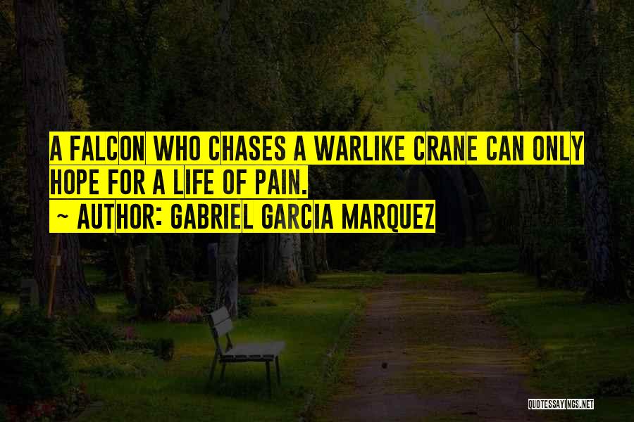 Gabriel Garcia Marquez Quotes: A Falcon Who Chases A Warlike Crane Can Only Hope For A Life Of Pain.