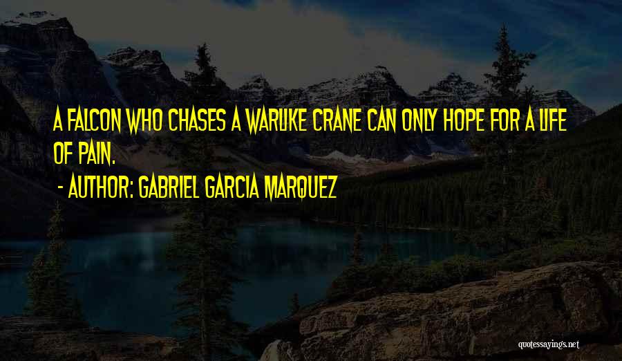 Gabriel Garcia Marquez Quotes: A Falcon Who Chases A Warlike Crane Can Only Hope For A Life Of Pain.