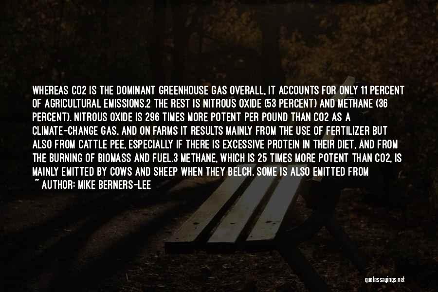 Mike Berners-Lee Quotes: Whereas Co2 Is The Dominant Greenhouse Gas Overall, It Accounts For Only 11 Percent Of Agricultural Emissions.2 The Rest Is