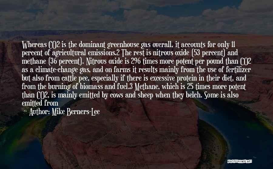 Mike Berners-Lee Quotes: Whereas Co2 Is The Dominant Greenhouse Gas Overall, It Accounts For Only 11 Percent Of Agricultural Emissions.2 The Rest Is