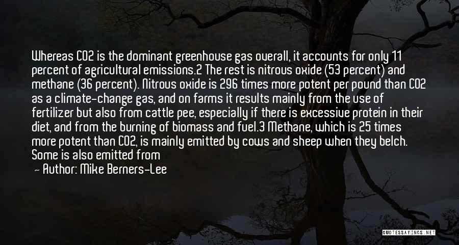 Mike Berners-Lee Quotes: Whereas Co2 Is The Dominant Greenhouse Gas Overall, It Accounts For Only 11 Percent Of Agricultural Emissions.2 The Rest Is