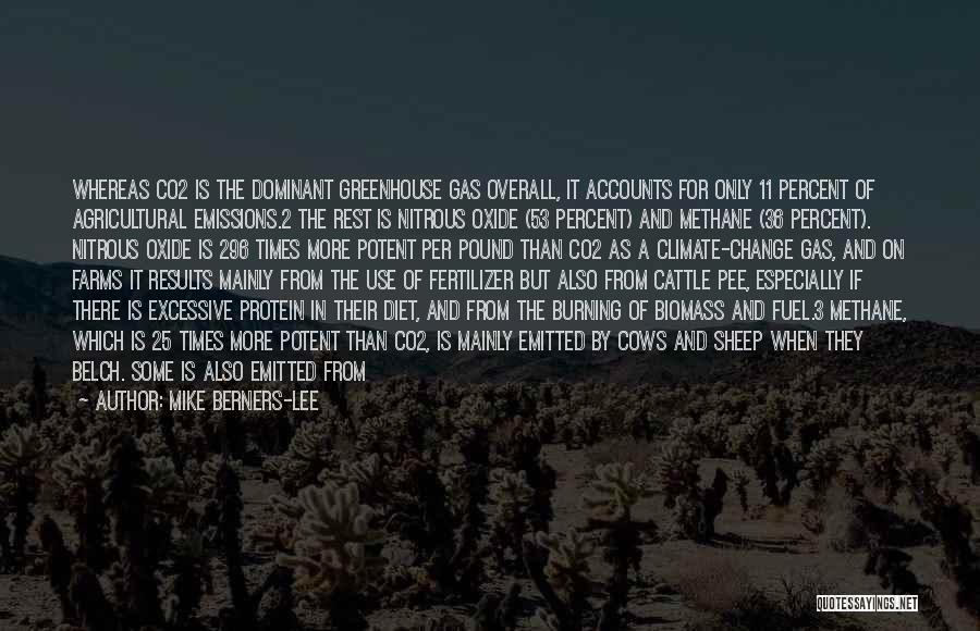 Mike Berners-Lee Quotes: Whereas Co2 Is The Dominant Greenhouse Gas Overall, It Accounts For Only 11 Percent Of Agricultural Emissions.2 The Rest Is