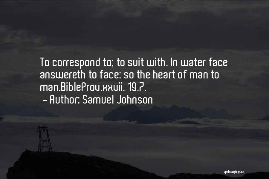 Samuel Johnson Quotes: To Correspond To; To Suit With. In Water Face Answereth To Face: So The Heart Of Man To Man.bibleprov.xxvii. 19.7.