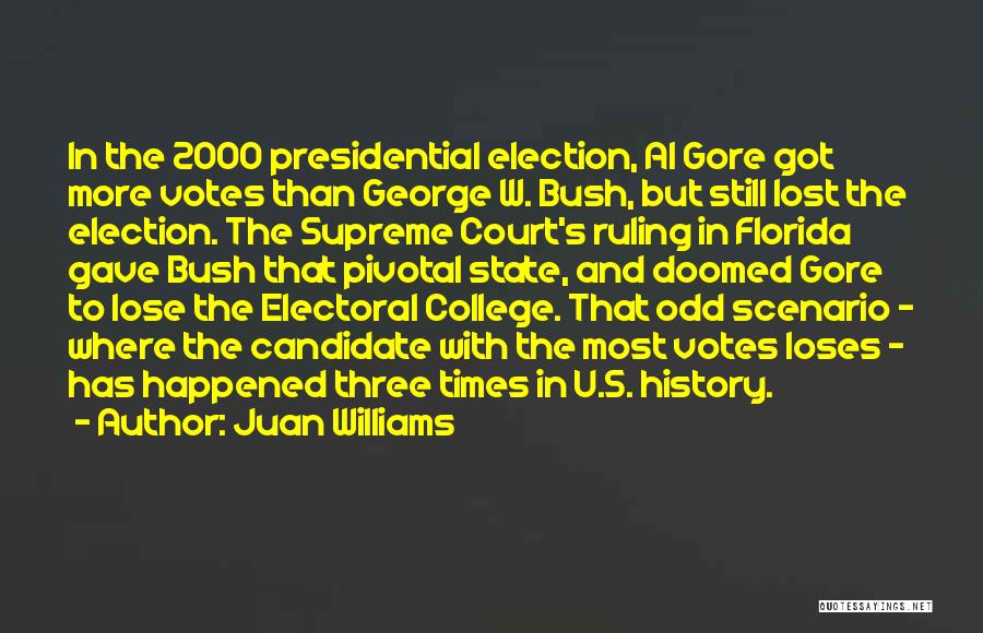 Juan Williams Quotes: In The 2000 Presidential Election, Al Gore Got More Votes Than George W. Bush, But Still Lost The Election. The