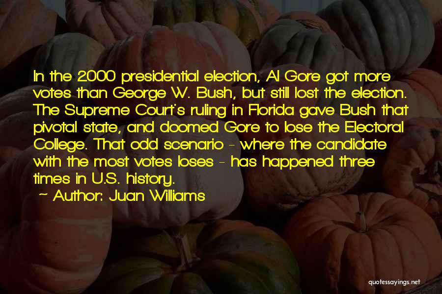 Juan Williams Quotes: In The 2000 Presidential Election, Al Gore Got More Votes Than George W. Bush, But Still Lost The Election. The