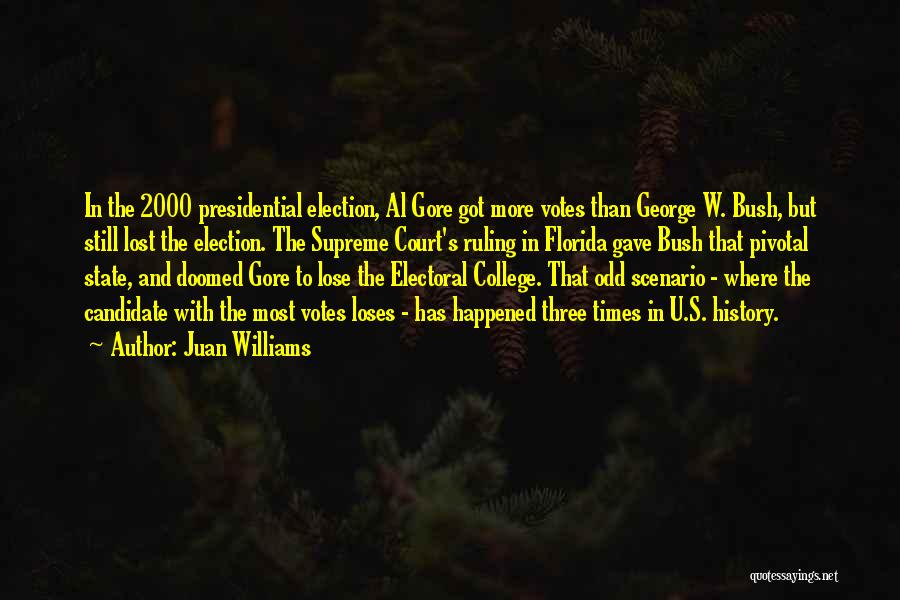 Juan Williams Quotes: In The 2000 Presidential Election, Al Gore Got More Votes Than George W. Bush, But Still Lost The Election. The