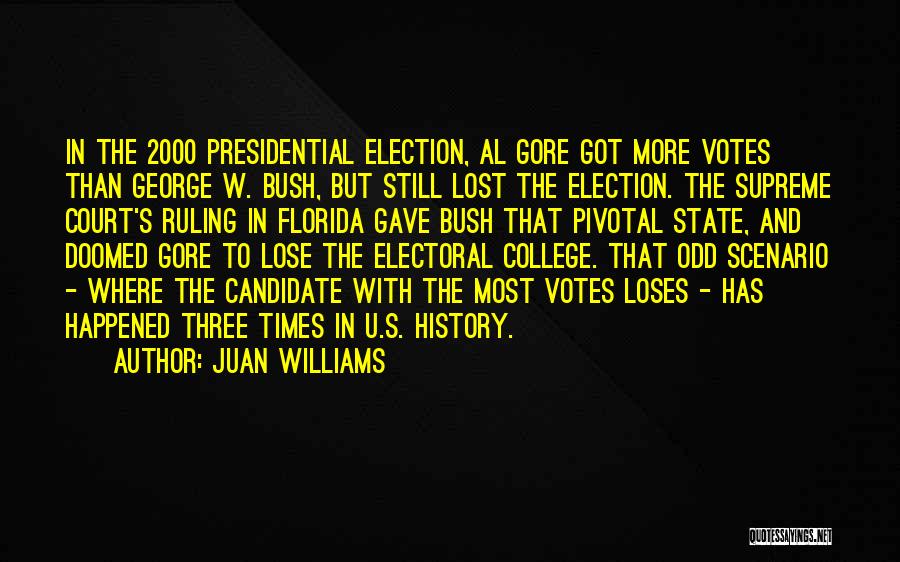 Juan Williams Quotes: In The 2000 Presidential Election, Al Gore Got More Votes Than George W. Bush, But Still Lost The Election. The