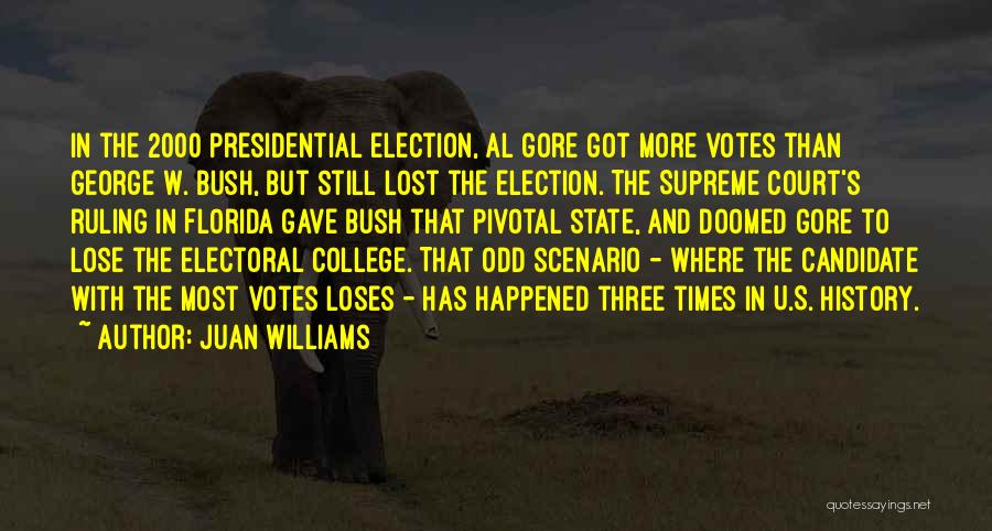 Juan Williams Quotes: In The 2000 Presidential Election, Al Gore Got More Votes Than George W. Bush, But Still Lost The Election. The