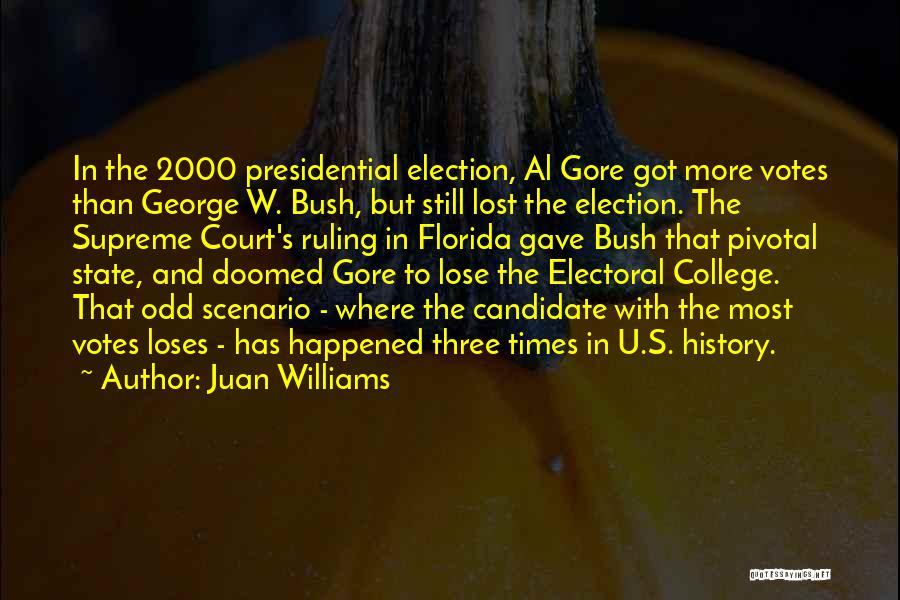 Juan Williams Quotes: In The 2000 Presidential Election, Al Gore Got More Votes Than George W. Bush, But Still Lost The Election. The