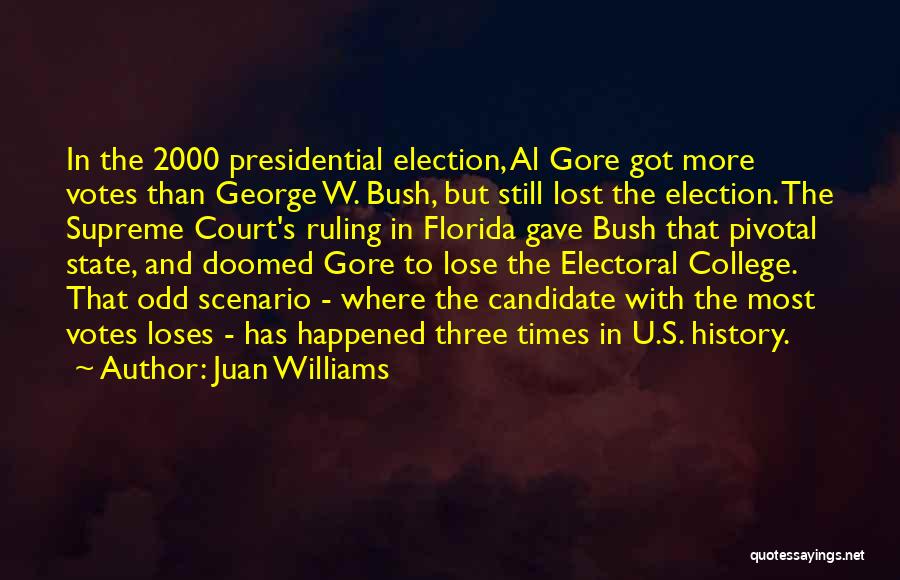 Juan Williams Quotes: In The 2000 Presidential Election, Al Gore Got More Votes Than George W. Bush, But Still Lost The Election. The