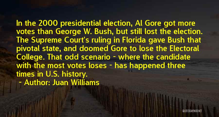 Juan Williams Quotes: In The 2000 Presidential Election, Al Gore Got More Votes Than George W. Bush, But Still Lost The Election. The