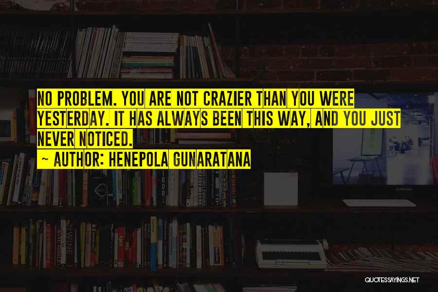 Henepola Gunaratana Quotes: No Problem. You Are Not Crazier Than You Were Yesterday. It Has Always Been This Way, And You Just Never