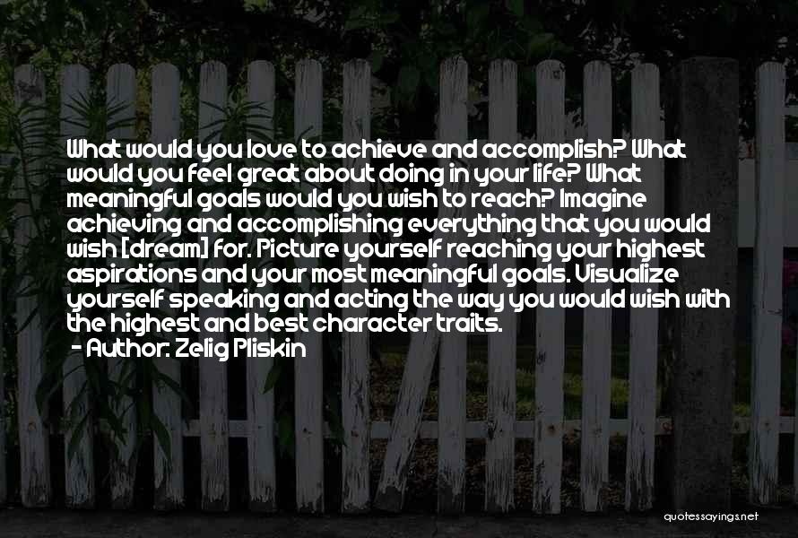 Zelig Pliskin Quotes: What Would You Love To Achieve And Accomplish? What Would You Feel Great About Doing In Your Life? What Meaningful
