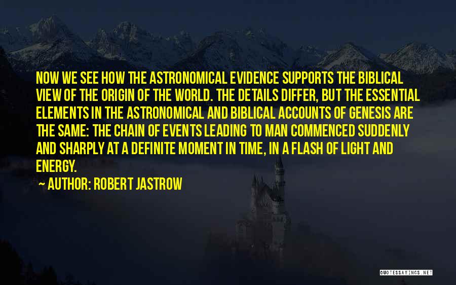 Robert Jastrow Quotes: Now We See How The Astronomical Evidence Supports The Biblical View Of The Origin Of The World. The Details Differ,