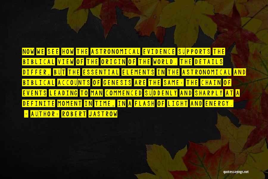 Robert Jastrow Quotes: Now We See How The Astronomical Evidence Supports The Biblical View Of The Origin Of The World. The Details Differ,