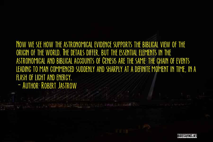 Robert Jastrow Quotes: Now We See How The Astronomical Evidence Supports The Biblical View Of The Origin Of The World. The Details Differ,