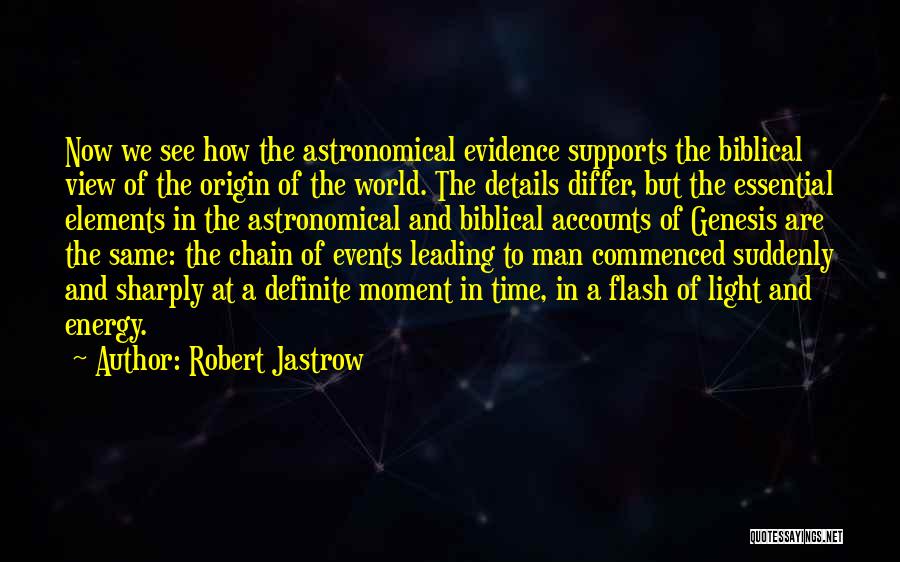 Robert Jastrow Quotes: Now We See How The Astronomical Evidence Supports The Biblical View Of The Origin Of The World. The Details Differ,