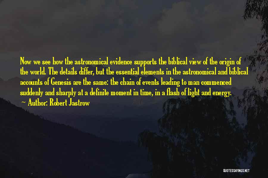 Robert Jastrow Quotes: Now We See How The Astronomical Evidence Supports The Biblical View Of The Origin Of The World. The Details Differ,