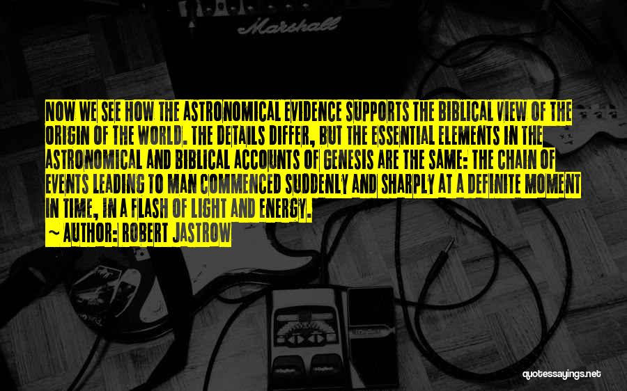 Robert Jastrow Quotes: Now We See How The Astronomical Evidence Supports The Biblical View Of The Origin Of The World. The Details Differ,