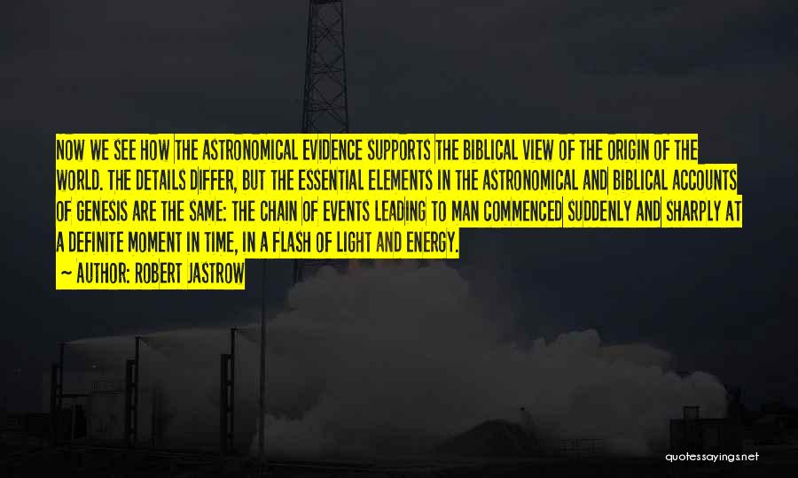 Robert Jastrow Quotes: Now We See How The Astronomical Evidence Supports The Biblical View Of The Origin Of The World. The Details Differ,
