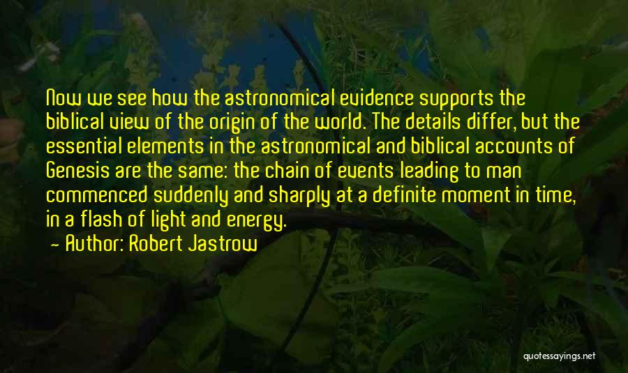 Robert Jastrow Quotes: Now We See How The Astronomical Evidence Supports The Biblical View Of The Origin Of The World. The Details Differ,