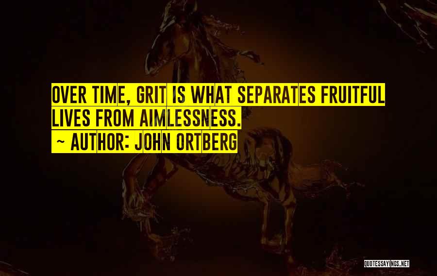 John Ortberg Quotes: Over Time, Grit Is What Separates Fruitful Lives From Aimlessness.
