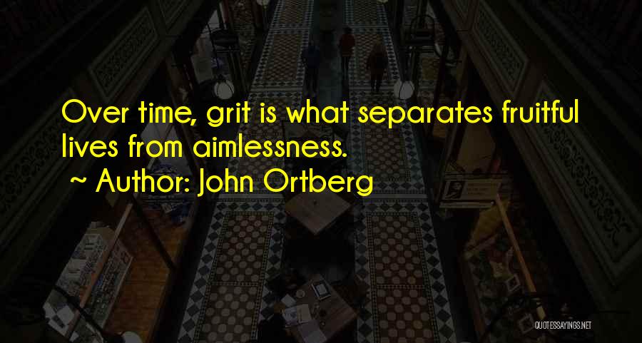 John Ortberg Quotes: Over Time, Grit Is What Separates Fruitful Lives From Aimlessness.