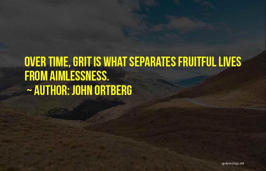 John Ortberg Quotes: Over Time, Grit Is What Separates Fruitful Lives From Aimlessness.