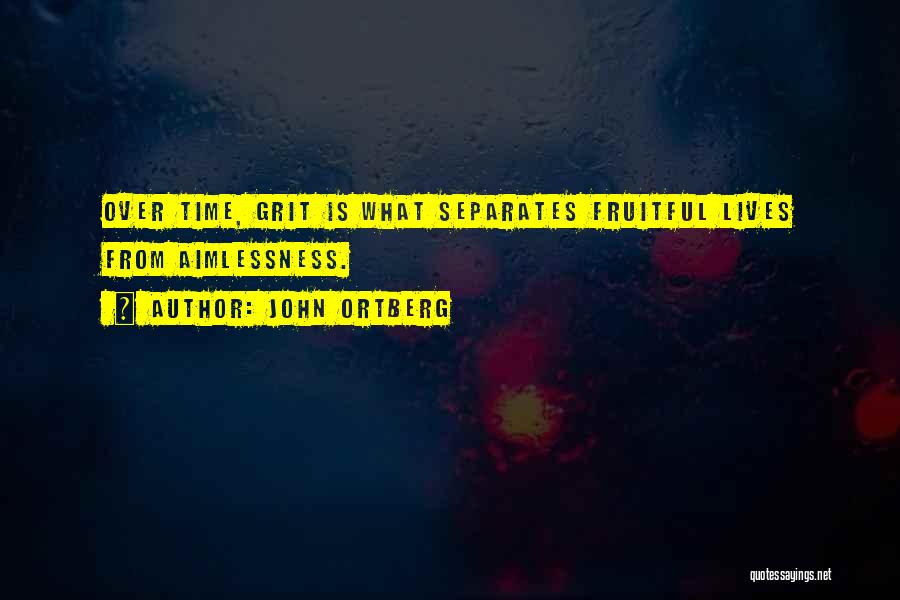 John Ortberg Quotes: Over Time, Grit Is What Separates Fruitful Lives From Aimlessness.